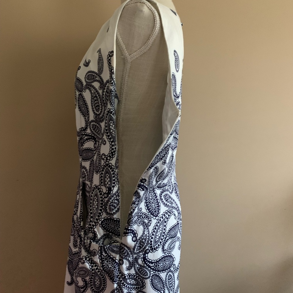 Nine West White Dress with Blue Paisley Design - Picture 8 of 14